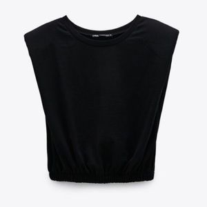 Zara Black Shoulder Pad Shirt